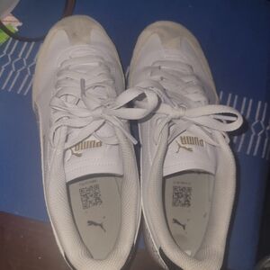 Puma White and Gold Sneakers